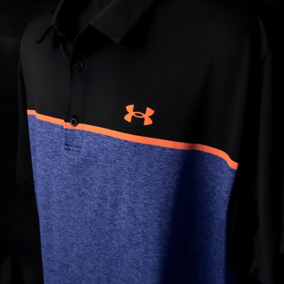 Under Armour Blue-Black DayGlo Striped The Playoff Polo (3XL) OMG - Picture 7 of 12